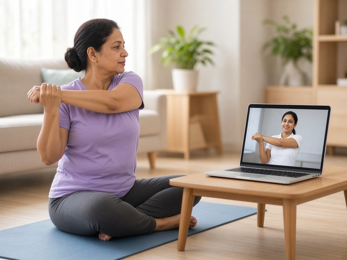 PhysioConnect — online exercise guidance on laptop
