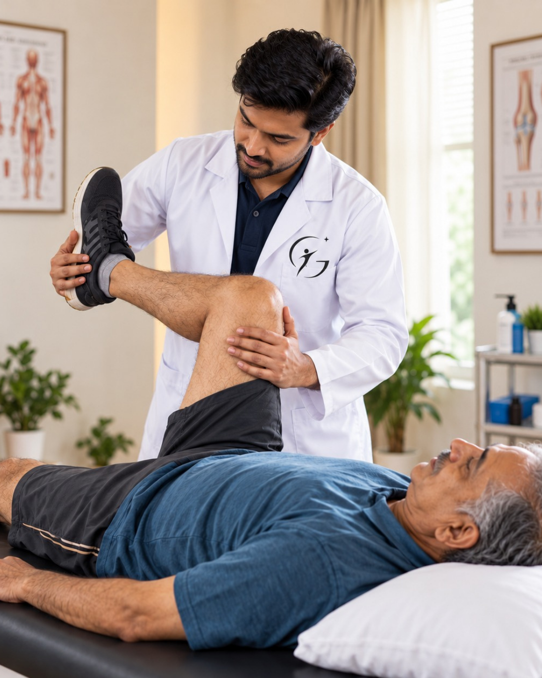 Therapist examining a patient